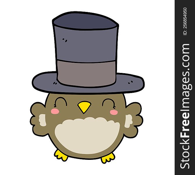 Cartoon Owl Wearing Top Hat