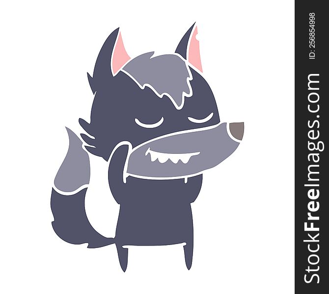 Friendly Flat Color Style Cartoon Wolf