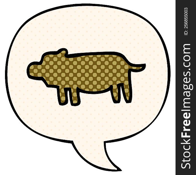 Cartoon Animal Symbol And Speech Bubble In Comic Book Style