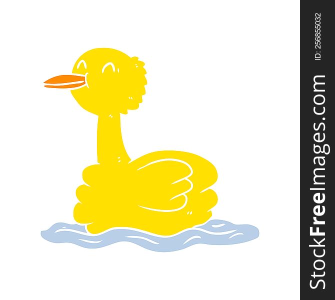 Flat Color Style Cartoon Swimming Duck
