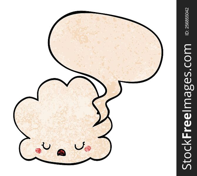 Cute Cartoon Cloud And Speech Bubble In Retro Texture Style
