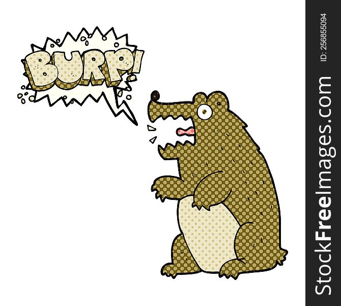 Comic Book Speech Bubble Cartoon Bear Burping