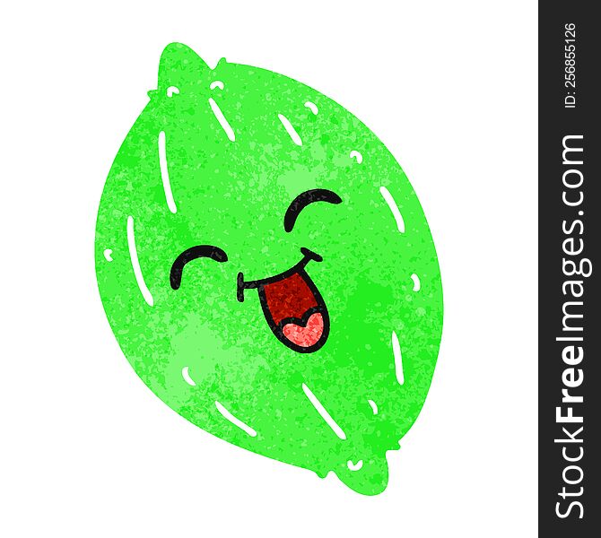 Retro Cartoon Of A Happy Lemon