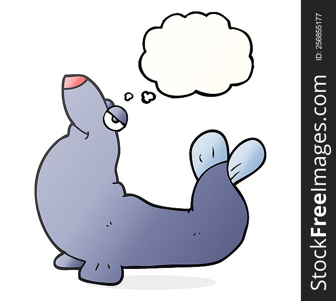 freehand drawn thought bubble cartoon proud seal