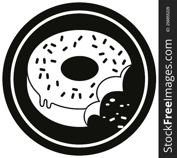 bitten frosted donut circular symbol