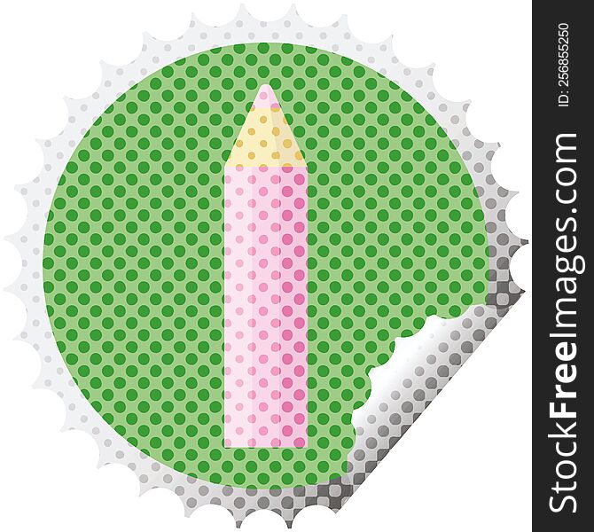 pink coloring pencil round sticker stamp