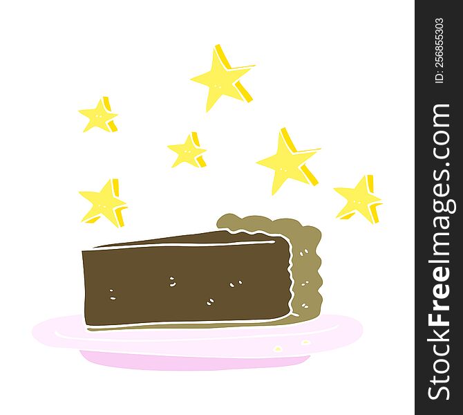 Flat Color Illustration Of A Cartoon Chocolate Cake