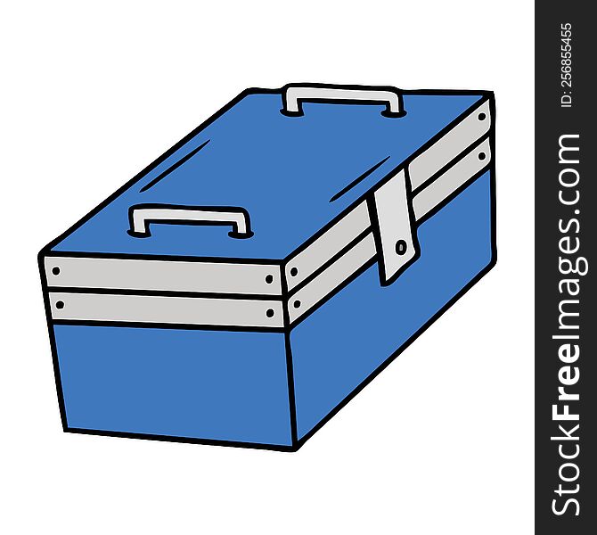 hand drawn cartoon doodle of a metal tool box