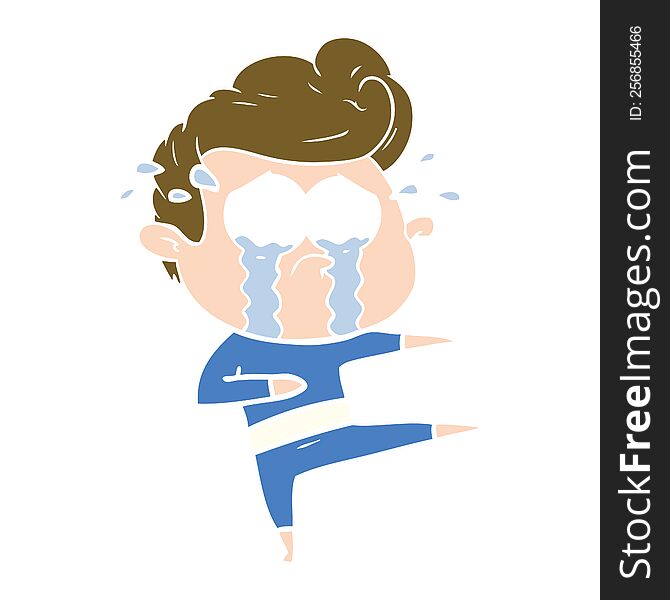 flat color style cartoon crying dancer