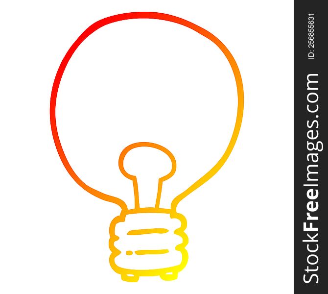 warm gradient line drawing of a cartoon light bulb