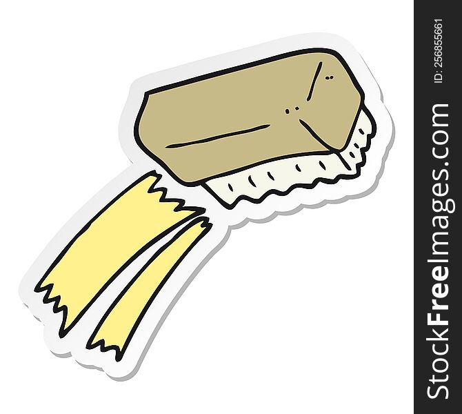 Sticker Of A Cartoon Scrubbing Brush