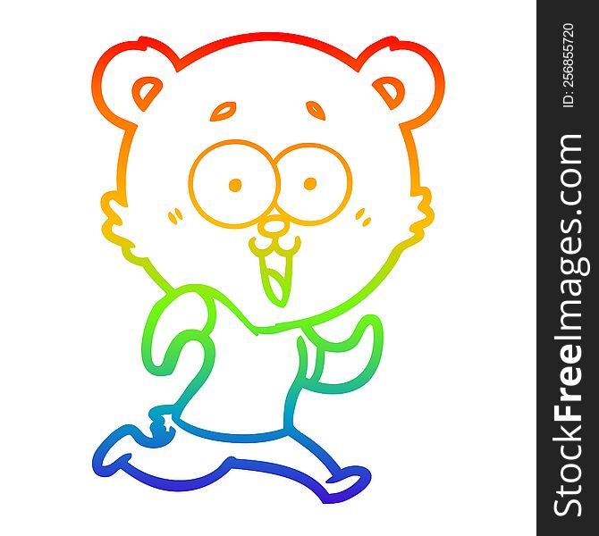 rainbow gradient line drawing of a laughing teddy  bear cartoon