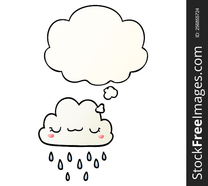 cartoon storm cloud with thought bubble in smooth gradient style