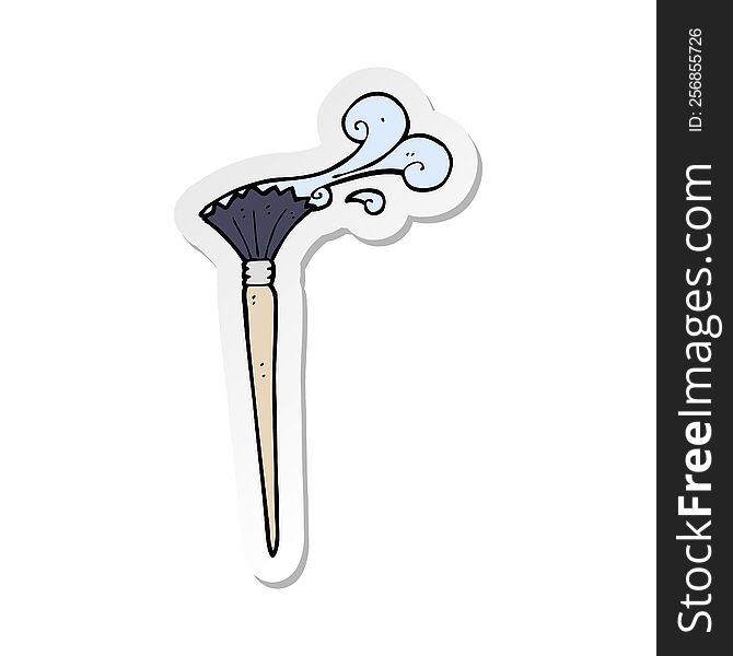 sticker of a cartoon artists brush