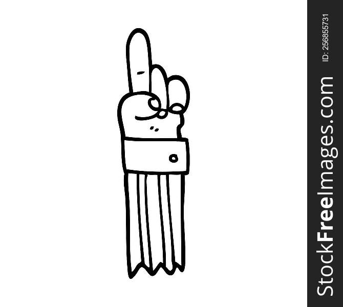 Line Drawing Cartoon Pointing Hand
