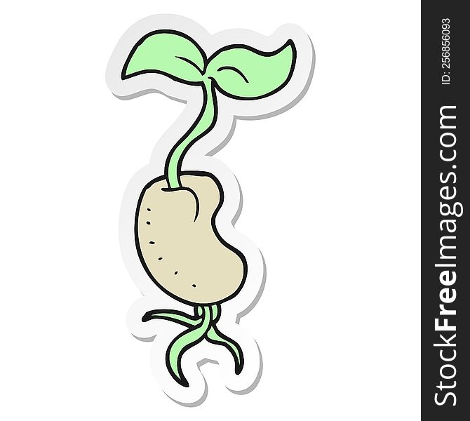 sticker of a cartoon sprouting seed