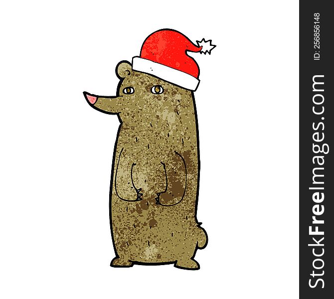 Cartoon Bear In Xmas Hat