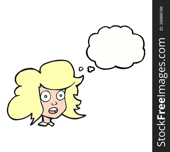Thought Bubble Cartoon Surprised Female Face