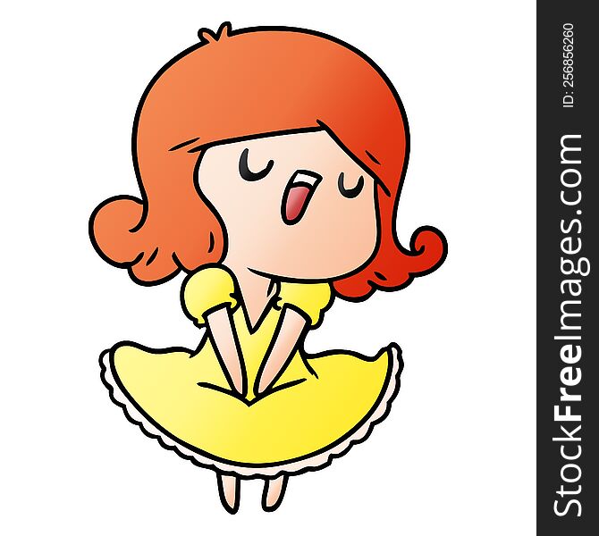 gradient cartoon illustration of a cute singing kawaii girl. gradient cartoon illustration of a cute singing kawaii girl