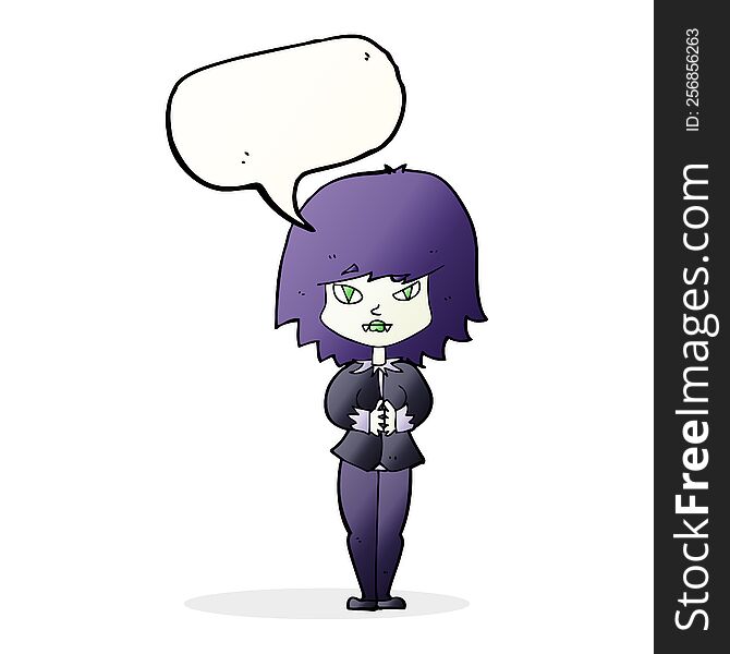 Cartoon Vampire Woman With Speech Bubble