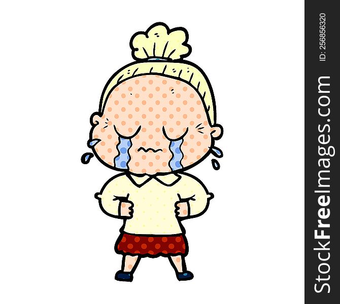 cartoon crying old lady. cartoon crying old lady