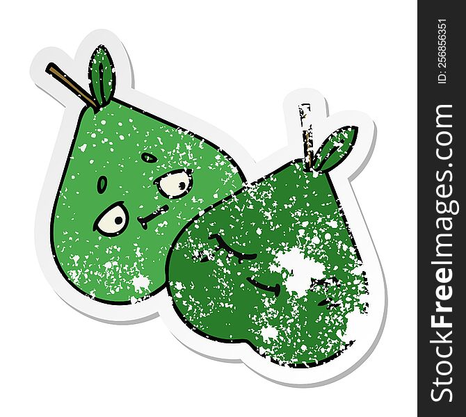 Distressed Sticker Of A Cute Cartoon Pears