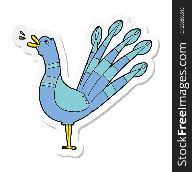 sticker of a cartoon peacock