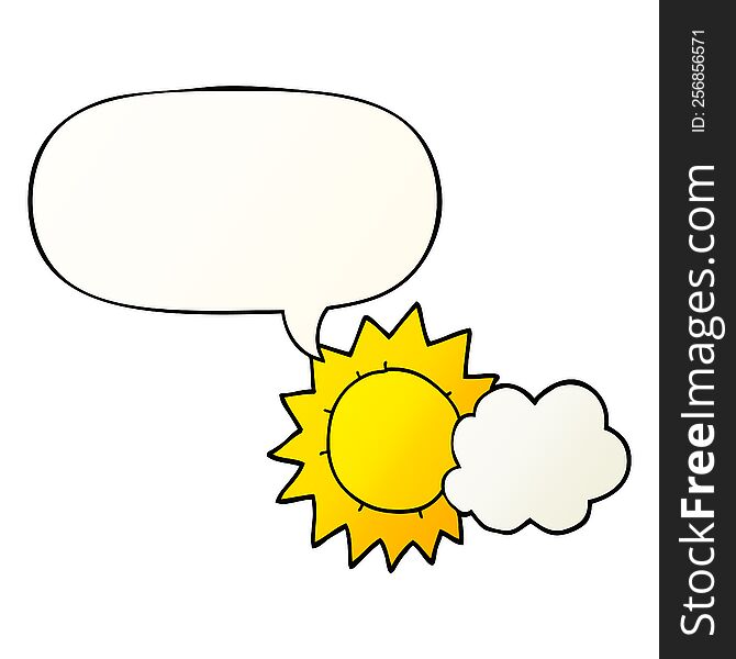 Cartoon Weather And Speech Bubble In Smooth Gradient Style