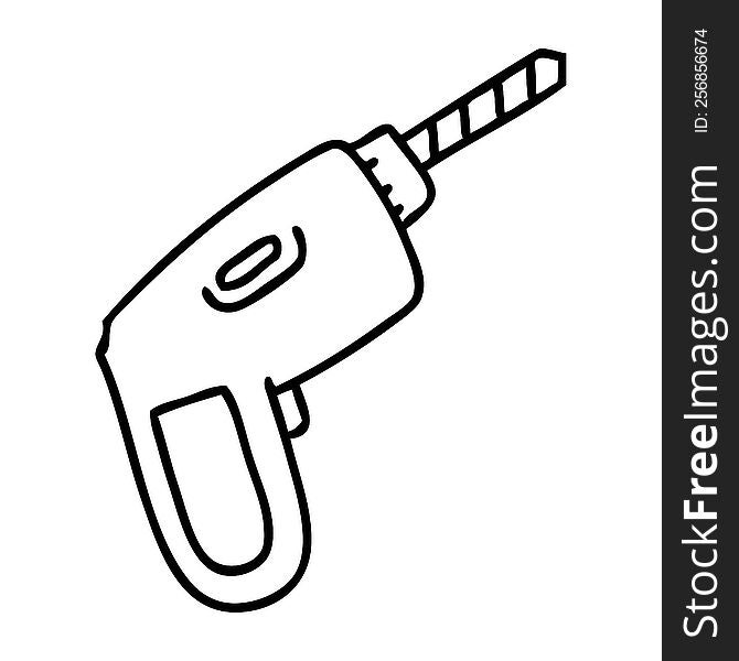 line doodle of a hand held electric drill. line doodle of a hand held electric drill