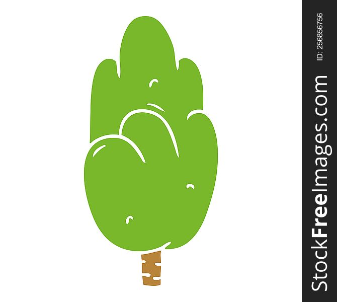 hand drawn cartoon doodle single green tree