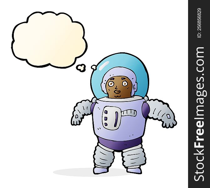 Cartoon Space Man With Thought Bubble