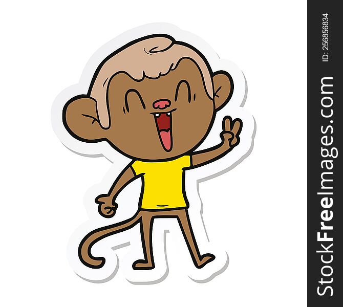 Sticker Of A Cartoon Laughing Monkey