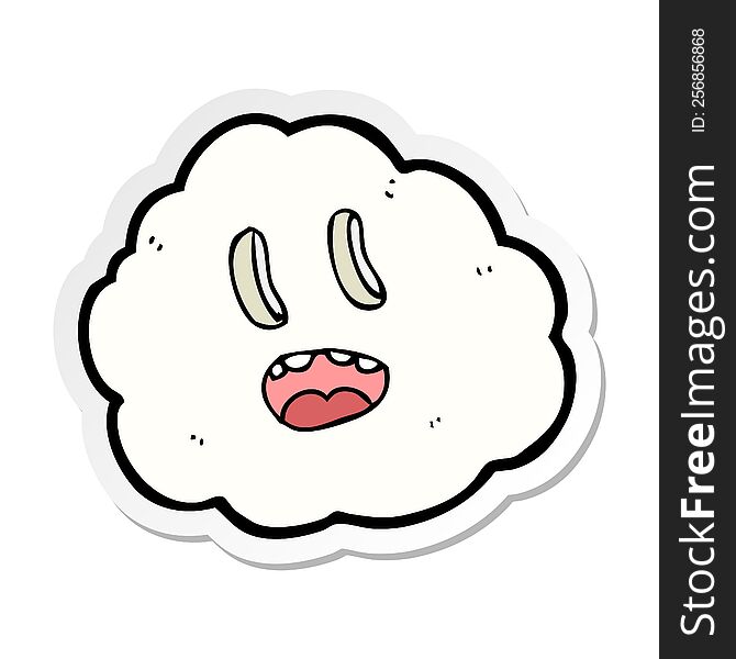Sticker Of A Cartoon Spooky Cloud