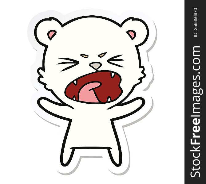 sticker of a angry cartoon polar bear