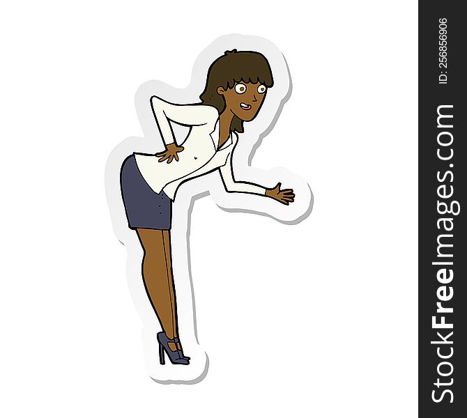 sticker of a cartoon businesswoman explaining