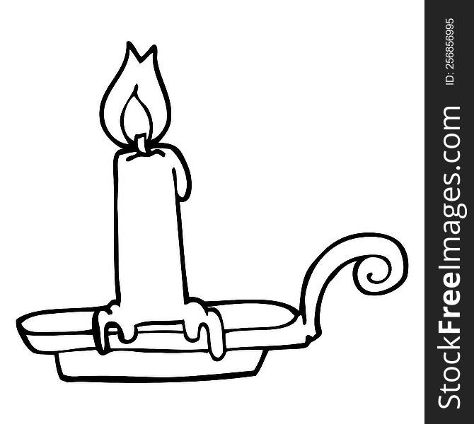 Line Drawing Cartoon Burning Candle