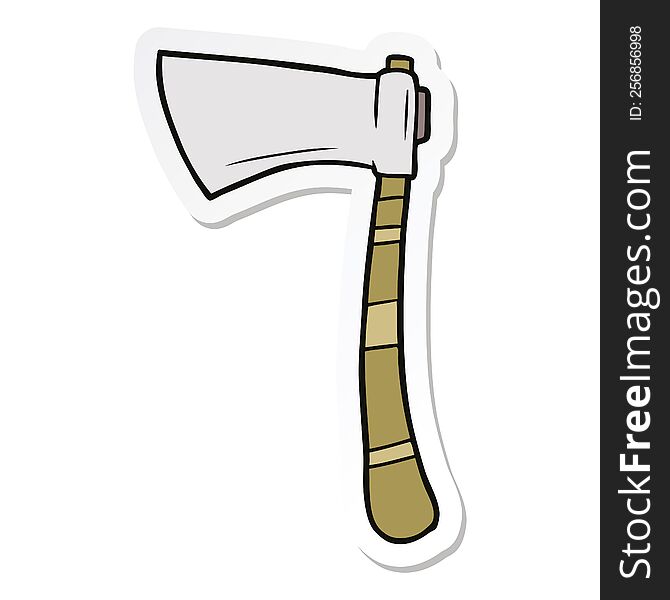 sticker of a cartoon viking axe