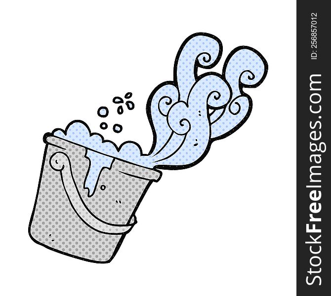 freehand drawn comic book style cartoon cleaning bucket