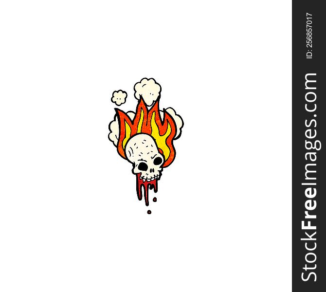 Flaming Skull Cartoon