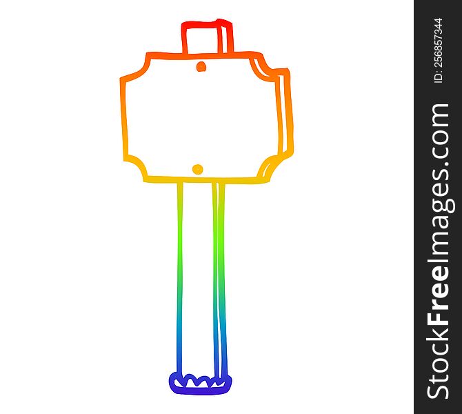 rainbow gradient line drawing of a cartoon sign post