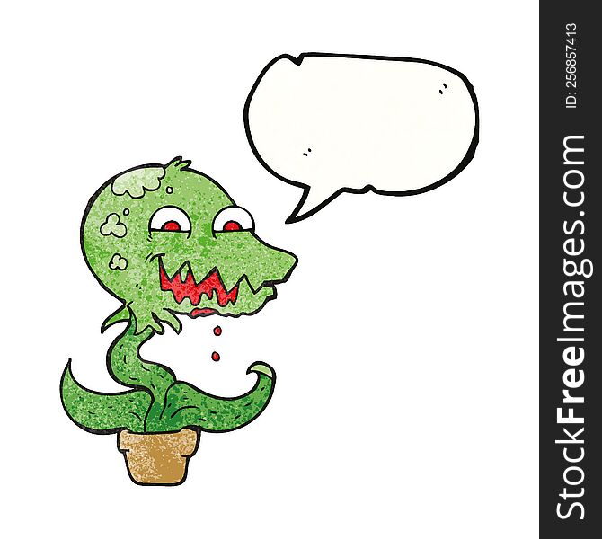 freehand drawn texture speech bubble cartoon monster plant
