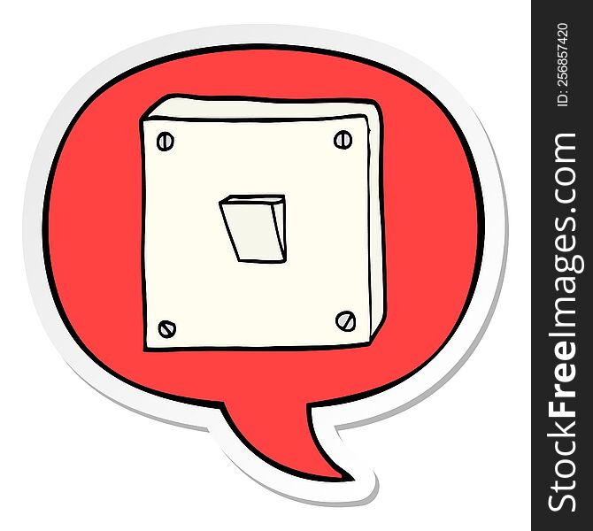 cartoon light switch with speech bubble sticker