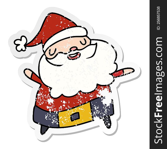 Distressed Sticker Cartoon Kawaii Of Santa Claus