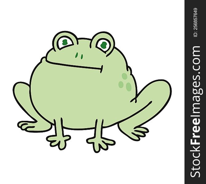 hand drawn quirky cartoon frog. hand drawn quirky cartoon frog