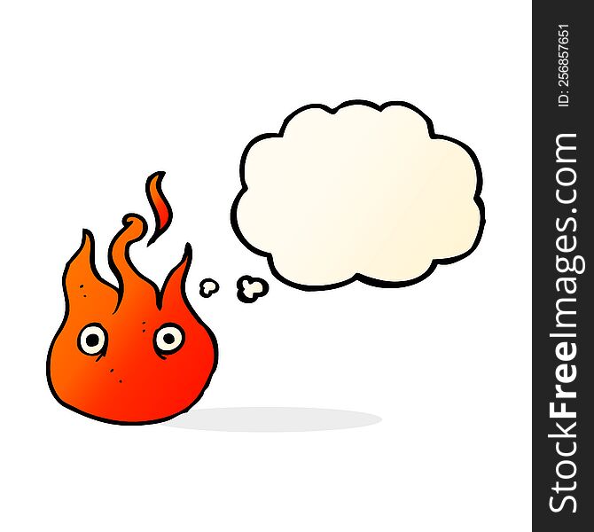 cartoon flame symbol with thought bubble