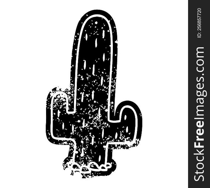 grunge distressed icon of a cactus. grunge distressed icon of a cactus