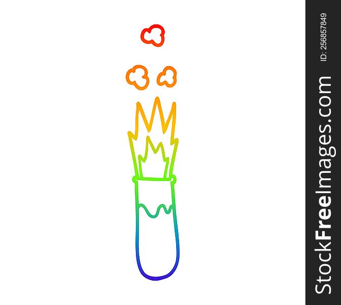 rainbow gradient line drawing of a cartoon test tube explosion