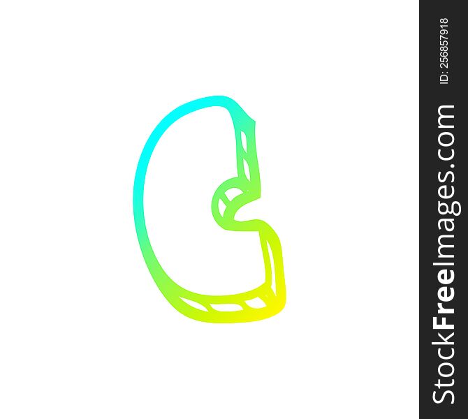 Cold Gradient Line Drawing Cartoon Letter;c