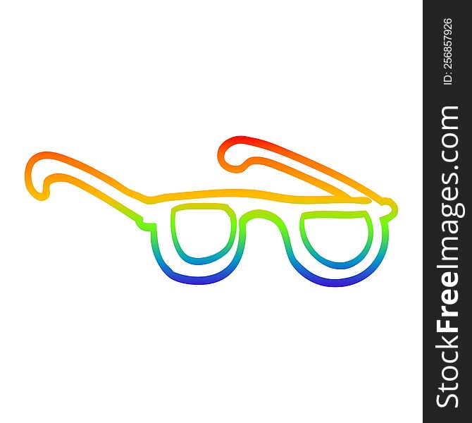Rainbow Gradient Line Drawing Cartoon Glasses