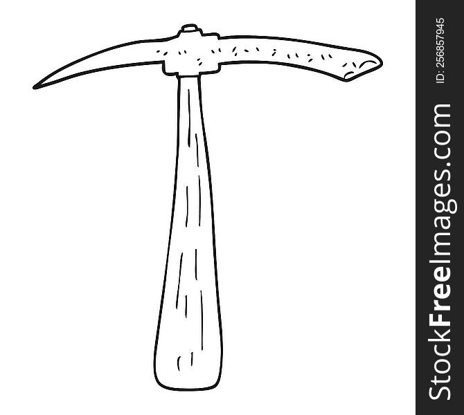 black and white cartoon pick axe